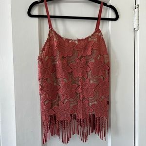 Alice + Olivia Dusty Rose Lace Top